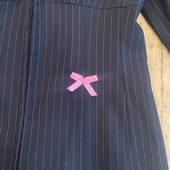 Y2K Pinstripe Blazer with Bow Details - Picture 2 of 15